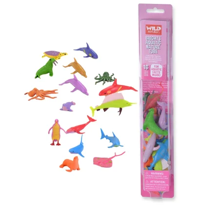 Wild Republic Nature Tube*Tube of Neon Aquatic Figurines with Playmat
